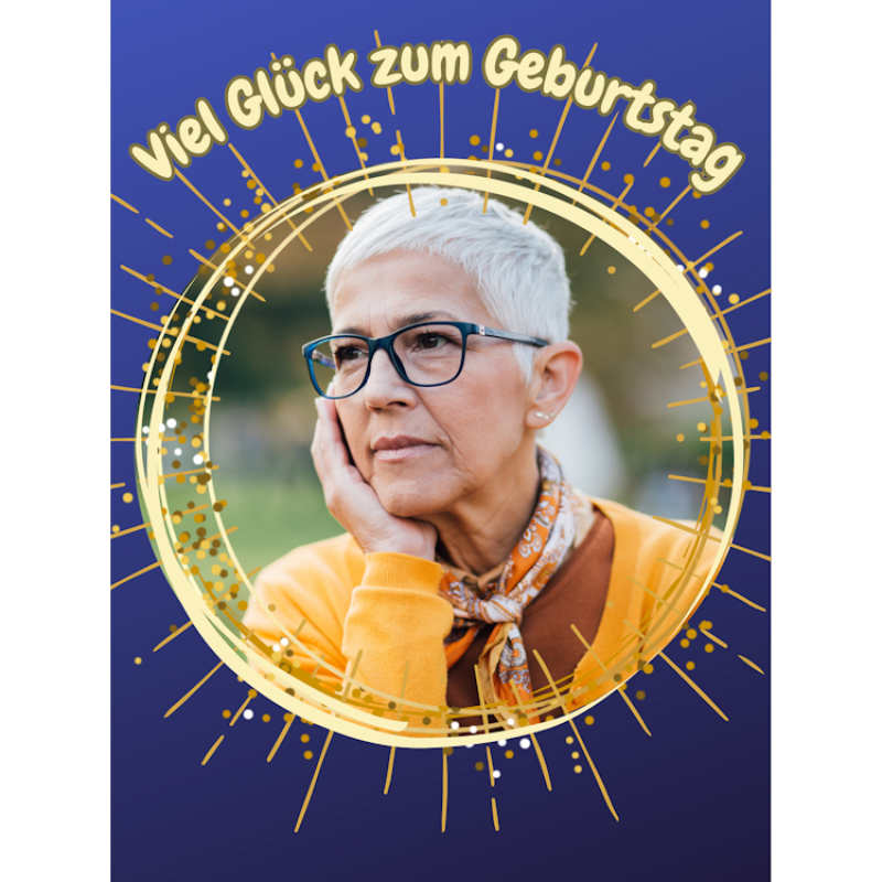 Viel Glück zum Geburtstag Foto im Goldkreis