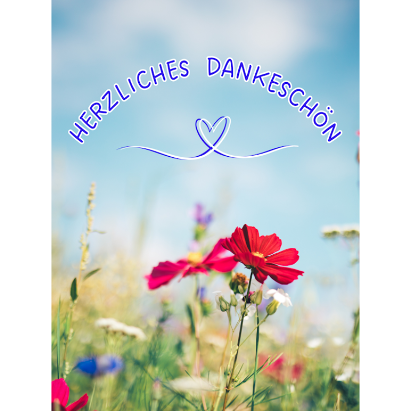 Herzliches Dankeschön Blumenwiese und Himmel
