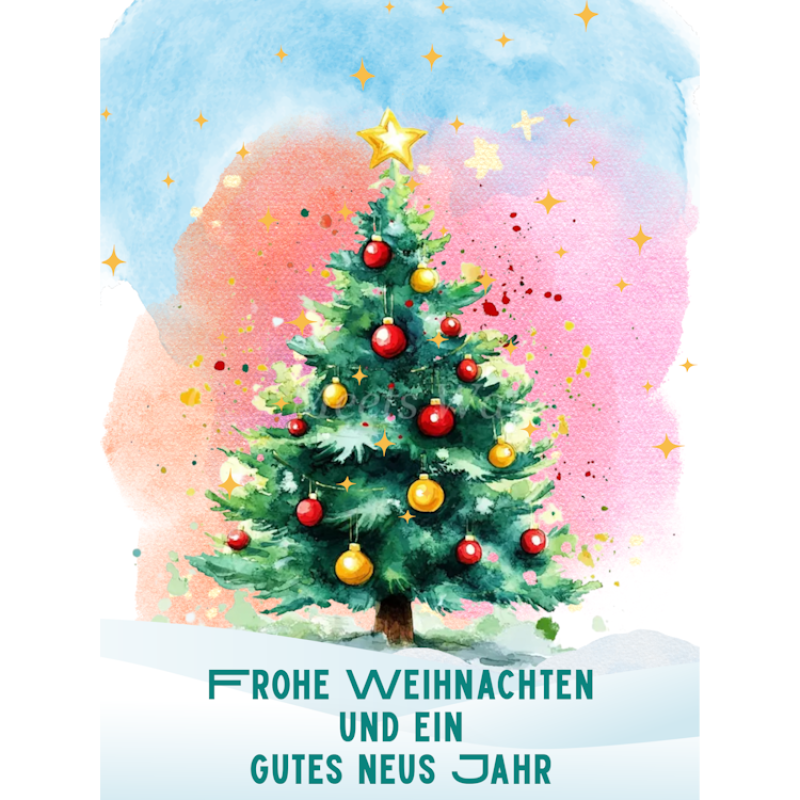 Frohe Weihnachten und ein gutes neues Jahr aquarell Tannenbaum