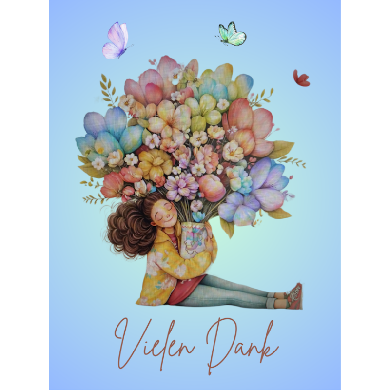 Blumenmädchen sitzend vielen Dank