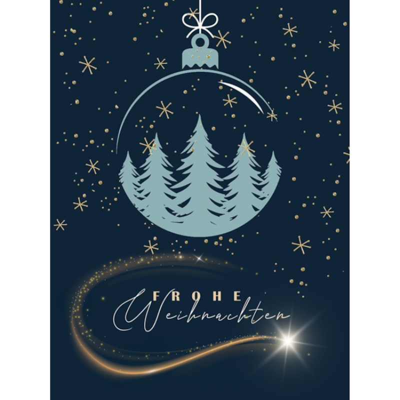 Frohe Weihnachten Kugel mit Tannenbaum