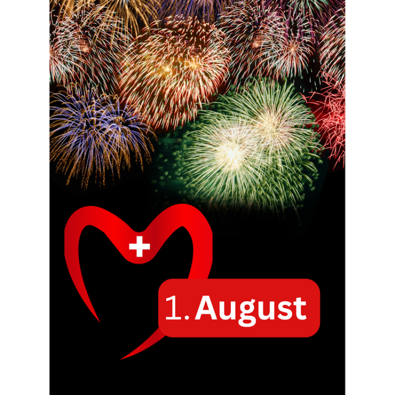 1. August grosses Feuerwerk mit Herz