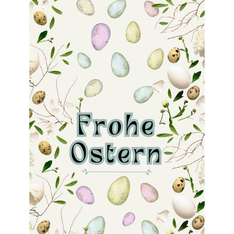 Frohe Ostern pastell mit grünem Hintergrund