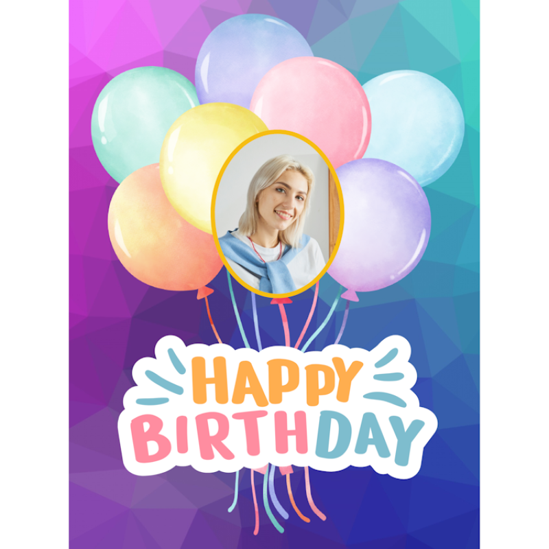 Happy Birthday pastell Ballone mit Foto