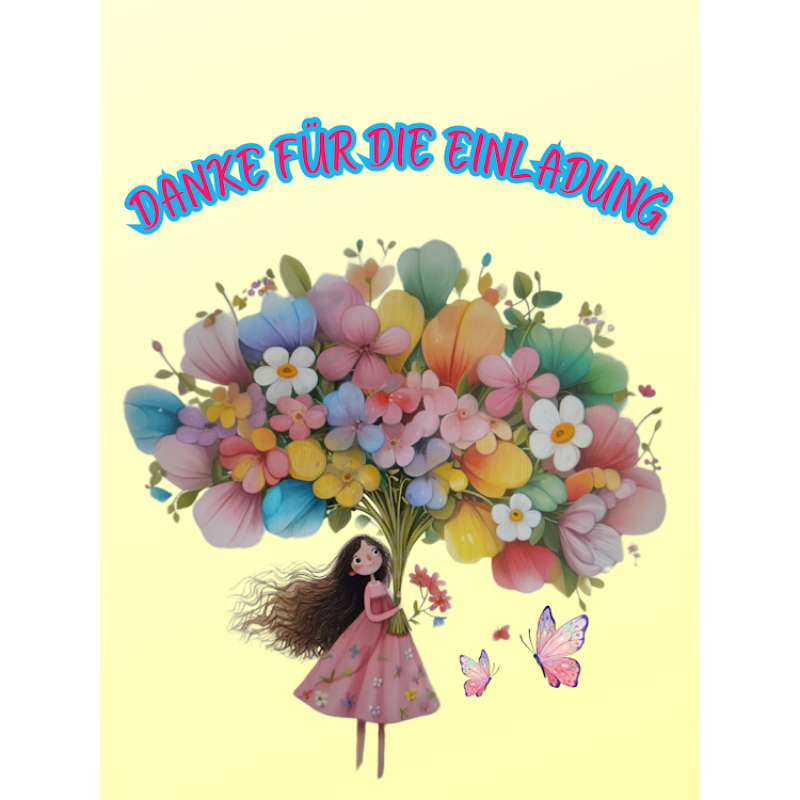 Blumenmädchen stehend Danke für Einladung