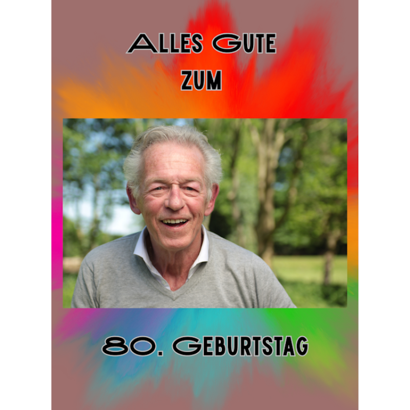 Alles Gute zum 80. Geburtstag Foto auf farbigem Farbklecks